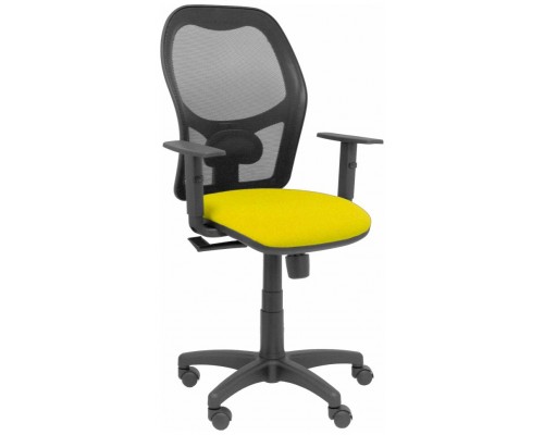 PIQUERAS Y CRESPO Silla Alocen malla negra asiento bali amarillo brazos regulables