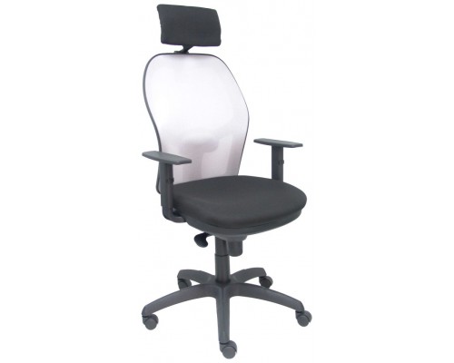 PIQUERAS Y CRESPO Silla Jorquera malla gris asiento bali negro cabecero regulable
