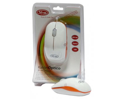MOUSE 3FREE MCM101/WO DISEÂ¥O BLANCO NARANJA