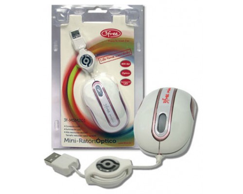 MOUSE 3FREE MINI OPTICO USB MSM201/WP CABLE RETRACTIL