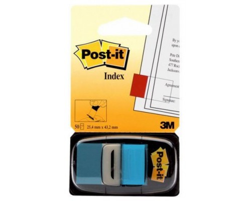 PACK 12 DISPENSADORES DE 50 UNIDADES INDEX AZUL BRILLO (25.4X43.1) POST-IT 3M68023 (Espera 4 dias)