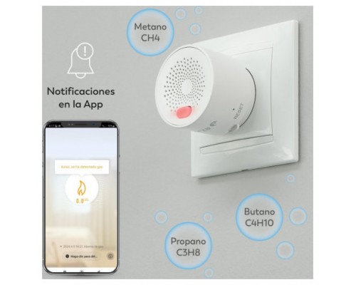 DETECTOR DE SEGURIDAD DE GAS SMART WIFI GARZA 401347C (Espera 4 dias)