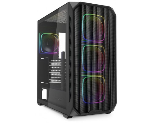 CAJA GAMING SHARKOON AK5M RGB ATX NEGRO 3XVENT 120MM 2XUSB SN FUENTE