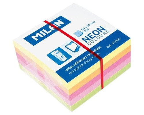 MILAN BLOC NOTAS ADHESIVAS 250 HOJAS 50X50 COLORES-2000 MILAN BLOC NOTAS ADHESIVAS 250 HOJAS 50X50 COLORES