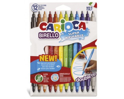 CAJA 12 ROTULADORES COLORES DOBLE PUNTA BIRELLO CARIOCA 42753CARIOCA (Espera 4 dias)