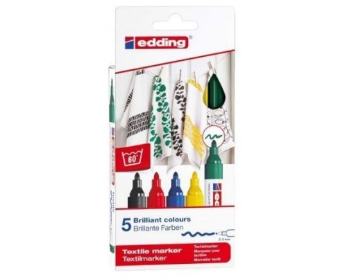 PACK 5 MARCADORES PARA TEXTILES. EDDING 4500-5-S (Espera 4 dias)