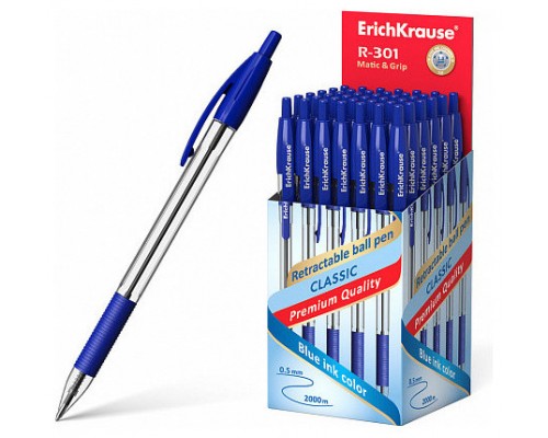 BOLÍGRAFO DE BOLA AUTOMÁTICO R-301 CLASSIC MATIC&GRIP 1.0, COLOR DE LA TINTA AZUL ERICH KRAUSE 46758 (MIN50) (Espera 4 dias)