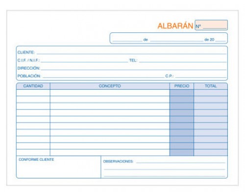 TALONARIO 50 JUEGOS ALBARANES TRIPLICADO (ORIGINAL+ 2 COPIAS AUTOCOPIATIVAS) 4º APAISADO DOHE 50060D (MIN10) (Espera 4 dias)