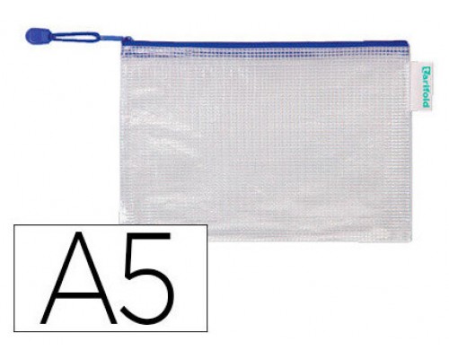 PACK DE 8 BOLSAS ZIPPER MULTIUSOS PVC - CON CIERRE CREMALLERA A5 COLOR AZUL TARIFOLD 509021 (Espera 4 dias)