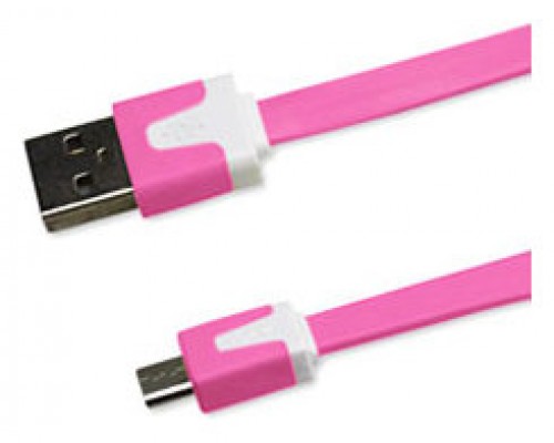 Cable Plano Micro USB 1m Rosa (Espera 2 dias)