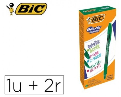 BOLIGRAFO DE GEL BORRABLE VERDE BIC 516531 (MIN12) (Espera 4 dias)