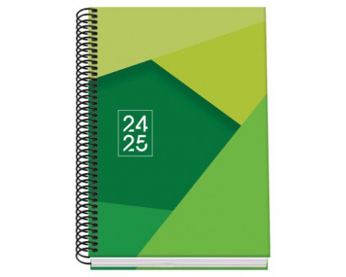 AGENDA ESCOLAR 2024-2025 TAMAÑO A5 TAPA CARTON FORRADO  DÍA PÁGINA TANGRAM BASIC VERDE DOHE 51742 (Espera 4 dias)