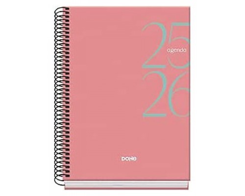 AGENDA ESCOLAR 2025-2026 TAMAÑO A5 TAPA CARTON FORRADO SEMANA VISTA MODELO SYSTEM BASIC ROSA DOHE 52057 (Espera 4 dias)