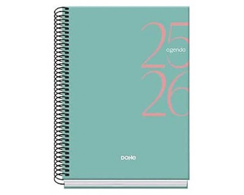AGENDA ESCOLAR 2025-2026 TAMAÑO A5 TAPA CARTON FORRADO SEMANA VISTA MODELO SYSTEM BASIC VERDE DOHE 52058 (Espera 4 dias)