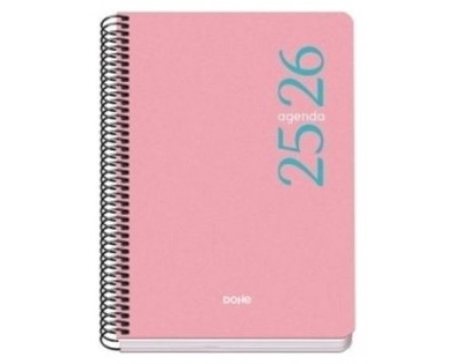 AGENDA ESCOLAR 2025-2026 TAMAÑO A5 TAPA POLIPROPILENO SEMANA VISTA MODELO ESENCIAL BASIC ROSA DOHE 52069 (Espera 4 dias)