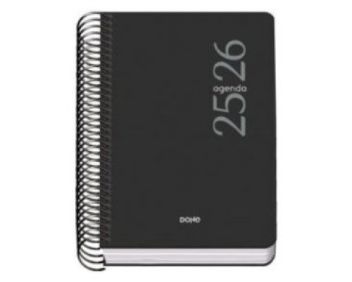 AGENDA ESCOLAR 2025-2026 TAMAÑO A5 TAPA POLIPROPILENO SEMANA VISTA MODELO ESENCIAL BASIC NEGRO DOHE 52071 (Espera 4 dias)