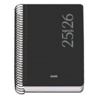 AGENDA ESCOLAR 2025-2026 TAMAÑO A6 TAPA CARTON FORRADO DÍA PÁGINA MODELO ESENCIAL BASIC NEGRO DOHE 52079 (Espera 4 dias)