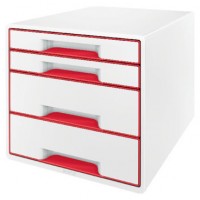 BUCS 4 CAJONES WOW DESK CUBE (2 GRANDES Y 2 PEQUEÑOS), ROJO /BLANCO LEITZ 52132026 (Espera 4 dias)
