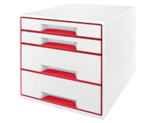 BUCS 4 CAJONES WOW DESK CUBE (2 GRANDES Y 2 PEQUEÑOS), ROJO /BLANCO LEITZ 52132026 (Espera 4 dias)