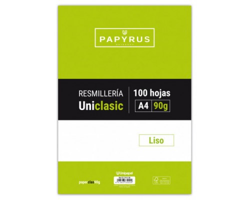 RECAMBIO PAQUETE 100 HOJAS A4 UNICLASIC 90 GR. LISO SIN MARGEN PAPYRUS 53390100 (Espera 4 dias)