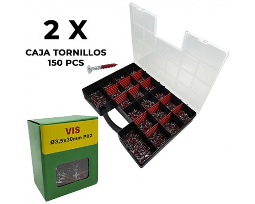 Maletín Clasificador Herramientas + 2 Cajas Tornillos 3,5 x 30mm PH2 (Espera 2 dias)