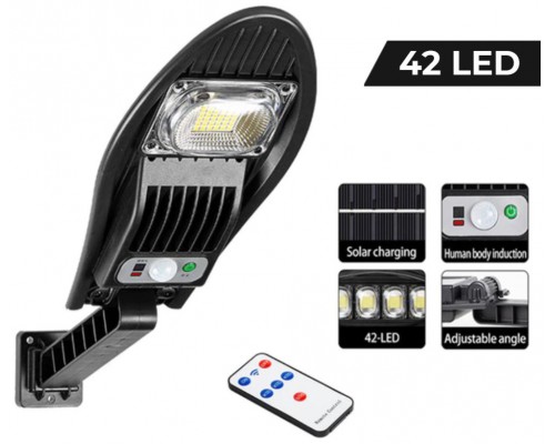Foco Solar LED 42 Exterior + Sensor Movimiento + Control Remoto (Espera 2 dias)