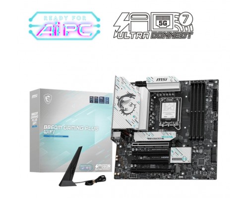 PLACA MSI B860M GAMING PLUS WIFI,INTEL,1851,B860,4DDR5,USB 10GBPS,WIFI,MATX (Espera 4 dias)