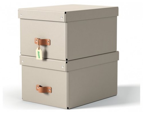 PACK 2 CAJAS DE ALMACENAMIENTO CART&Oacute;N MEDIANA COLOR BEIGE LEITZ 61490012 (Espera 4 dias)
