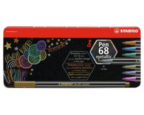 ESTUCHE METAL 6 UNIDADES PEN 68 METALLIC COLORES SURTIDOS STABILO 6808/8-31 (Espera 4 dias)