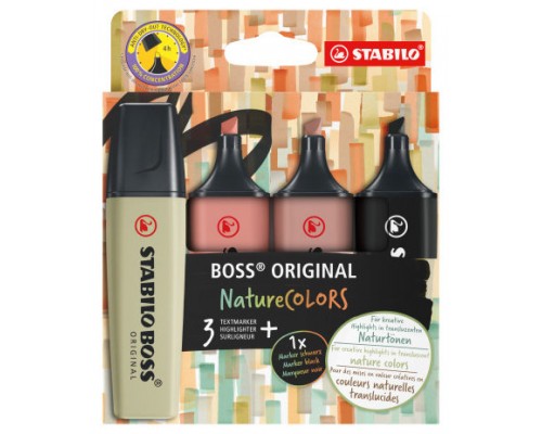 STABILO BOSS ORIGINAL NatureColors marcador 4 pieza(s) Punta de cincel Negro, Bronce, Marrón, Verde (Espera 4 dias)