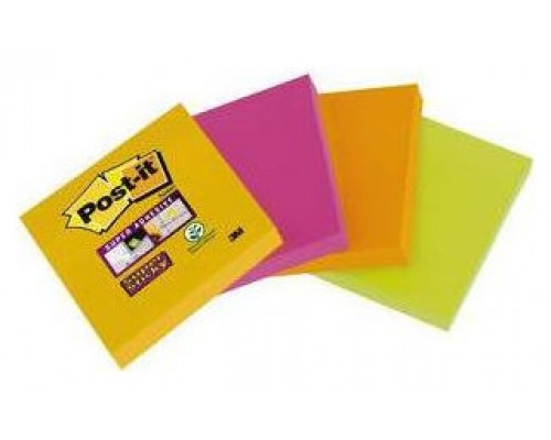 PACK 4 BLOCS 45 HOJAS NOTAS ADHESIVAS 47,6X47,6MM SUPER STICKY COLORES SURTIDOS 6910SSS-YPOG-EU POST-IT 7100172209 (Espera 4 dias)