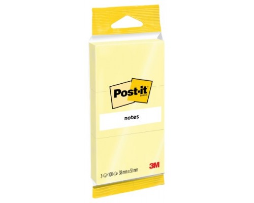 PACK 3 BLOCS 100 HOJAS NOTAS ADHESIVAS 38X51MM AMARILLO 6810 POST-IT 7100172242 (Espera 4 dias)