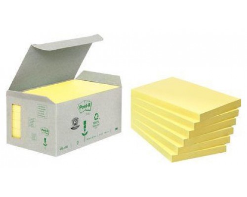 PACK 6 BLOCS 100 HOJAS NOTAS RECICLADAS ADHESIVAS 76X127MM CANARY YELLOW CAJA CARTÓN 655-1B POST-IT 7100172257 (Espera 4 dias)