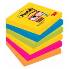 PACK 6 BLOCS 90 HOJAS NOTAS ADHESIVAS 76X76MM SUPER STICKY COLORES VARIADOS 654-6SS-CARN POST-IT 7100265522 (Espera 4 dias)