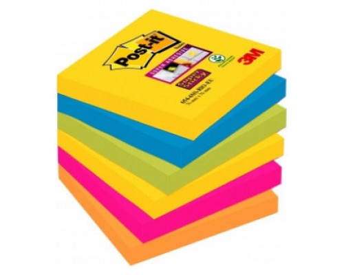 PACK 6 BLOCS 90 HOJAS NOTAS ADHESIVAS 76X76MM SUPER STICKY COLORES VARIADOS 654-6SS-CARN POST-IT 7100265522 (Espera 4 dias)