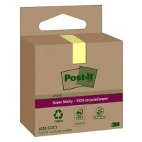 PACK 3 BLOCS 70 HOJAS NOTAS RECICLADAS ADHESIVAS 47,6X47,6MM SUPER STICKY AMARILLO PASTEL CAJA CARTÓN 622 RSS3CY POST-IT 7100284575 (Espera 4 dias)