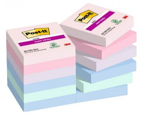 PACK 12 BLOCS 90 HOJAS NOTAS ADHESIVAS 47,6X47,6MM SUPER STICKY COLECCIÓN SOULFUL CAJA CARTÓN 622-12SS-SOUL POST-IT 7100290159 (Espera 4 dias)