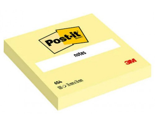 PACK 12 BLOCS 100 HOJAS NOTAS ADHESIVAS 76X76MM CANARY YELLOW SIN ENCELOFANADO INDIVIDUAL 654 POST-IT 7100290160 (Espera 4 dias)