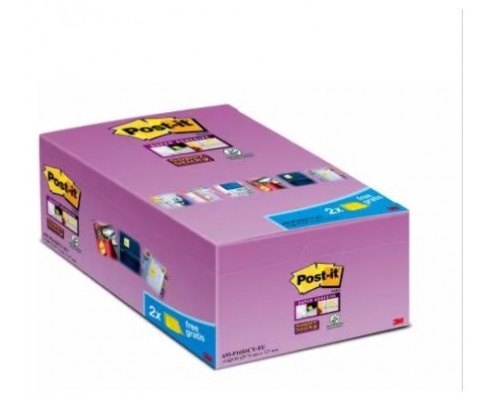 PACK 4 BLOCS 270 HOJAS NOTAS ADHESIVAS 76X76MM SUPER STICKY CANARY YELLOW 2028-SSCYPPX4 POST-IT 7100321358 (Espera 4 dias)