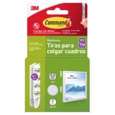 BLISTER TIRAS ADHESIVAS MEDIANAS PARA CUADROS HASTA 5KG COMMAND&trade; 17204WHI-4-ISP 3M 7100336967 (Espera 4 dias)