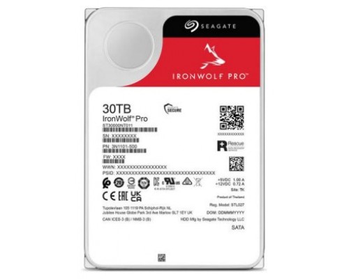 Seagate IronWolf Pro ST30000NT011 disco duro interno 30 TB 7200 RPM 512 MB 3.5" Serial ATA III (Espera 4 dias)-10591 Seagate IronWolf Pro ST30000NT011 disco duro interno 30 TB 7200 RPM 512 MB 3.5" Serial ATA III (Espera 4 dias)