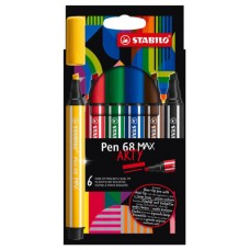 ESTUCHE ARTY CON 6 COLORES-ROTULADOR PREMIUM CON PUNTA BISELADA PEN 68 MAX STABILO 768/06-21 (Espera 4 dias)