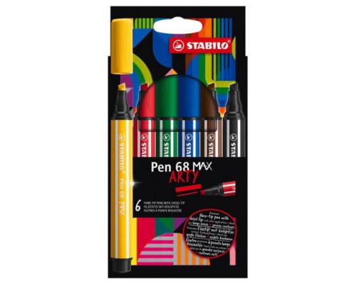 ESTUCHE ARTY CON 6 COLORES-ROTULADOR PREMIUM CON PUNTA BISELADA PEN 68 MAX STABILO 768/06-21 (Espera 4 dias)