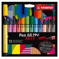 ESTUCHE ARTY CON 12 COLORES-ROTULADOR PREMIUM CON PUNTA BISELADA PEN 68 MAX STABILO 768/12-21 (Espera 4 dias)