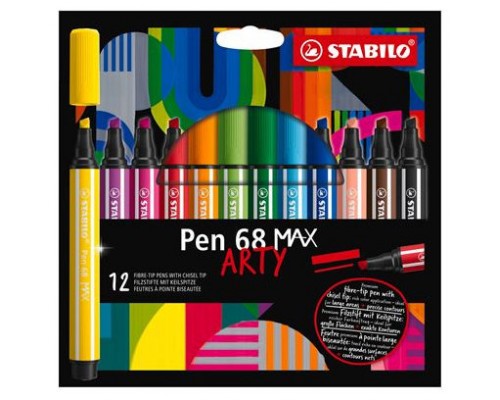 ESTUCHE ARTY CON 12 COLORES-ROTULADOR PREMIUM CON PUNTA BISELADA PEN 68 MAX STABILO 768/12-21 (Espera 4 dias)