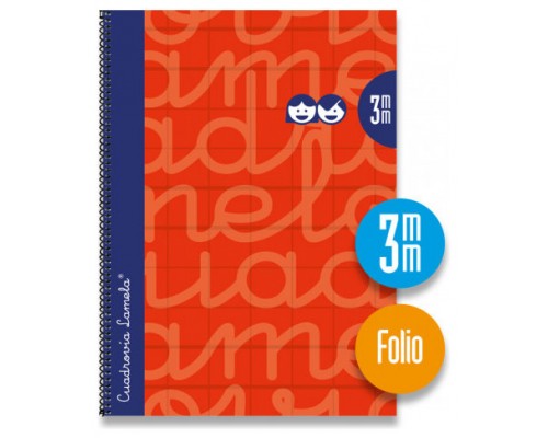 CUADERNO FOLIO FORRADO RAYADO 3 MM ROJO LAMELA 7FTE003R (MIN5) (Espera 4 dias)