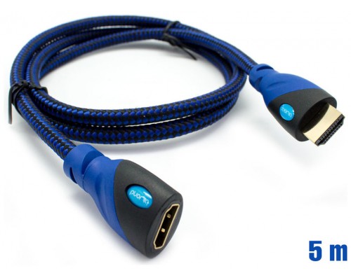 Cable HDMI Mallado v.1.4 M/H 30AWG Azul/Negro 5m BIWOND (Espera 2 dias)