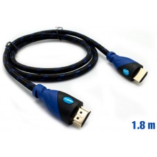 Cable HDMI Mallado v.1.4 M/M 30AWG Azul/Negro 1.8m BIWOND (Espera 2 dias)