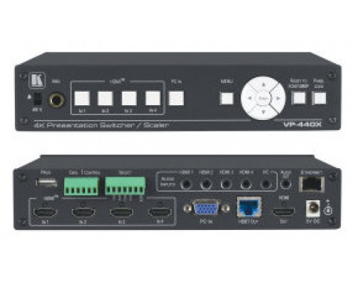 KRAMER VP-440X 18G 4K PRESENTATION SWITCHER/SCALER WITH HDBASET & HDMI SIMULTANEOUS OUTPUTS (Espera 4 dias)