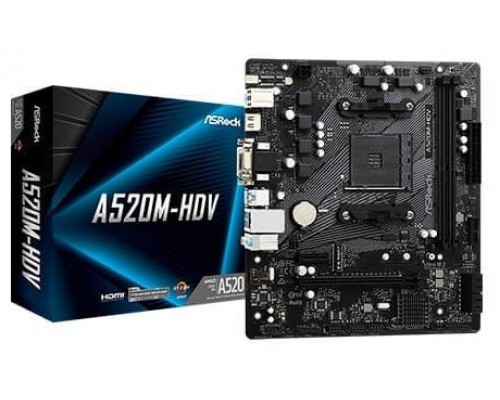 PB AMD SAM4 ASROCK A520M-HDV 4SATA3 M2 6USB32 PCIE